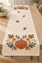 Orange Green Fall Written Pumpkin 4 Pillow Covers 1 Runner 5 Piece Set - 4