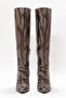 Women's Knee-Length Thin Heeled Pointed Toe Zippered Long Boots - Umay - Platinum Snake - 2
