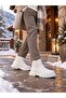 Baytuluk Bt-C7 White Leather White High Sole Chelsea Casual Men's Boots - 4