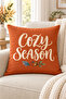 Orange Green Autumn Whisper Written 4 Pillow Covers 1 Runner 5 Piece Set - 8