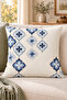 Blue and White Tile Geometric Pattern 4 Pillow Covers 1 Runner 5 Piece Set - 7