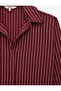 Long Sleeve Plum Color Striped Oversize Shirt - 7