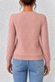 Women's V-Neck Long Sleeve Knitted Patterned Powder Knitwear Sweater - 5