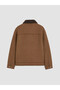 Özmarka New Season Brown Regular Fit Fur Collar Suede Men's Coat - 4