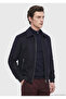 Navy Blue Regular Fit Shirt Collar Casual Woven Coat