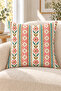 Salmon Mint Ethnic Floral Patterned 4 Throw Pillow Covers 1 Runner 5 Piece Set - 7