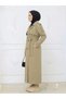 Belted Epaulet Lined Long Trench Coat - 5