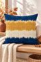 Navy Blue Mustard Ikat Geometric Patterned 4 Throw Pillow Covers 1 Runner 5 Piece Set - 5