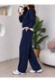 White T-Shirt Detailed Modal Fabric Wide Leg Comfortable Cut Women's Top and Bottom Set Tracksuit - 3