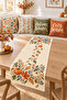 Orange Green Autumn Whisper Written 4 Pillow Covers 1 Runner 5 Piece Set