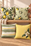 Sage Yellow Lemon Flower Patterned 4 Pillow Covers 1 Runner 5 Piece Set - 2