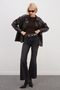 Buttoned Double Pocket Faux Leather Jacket - 3