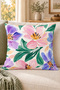 Pink Purple Watercolor Floral Pattern 4 Throw Pillow Covers 1 Runner 5 Piece Set - 7