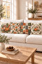 Orange Green Plaid Pumpkin Leaf 4 Throw Pillow Covers 1 Runner 5 Piece Set - 3