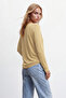 Women's Yellow Crew Neck Basic Blouse Alc-X14389 - 3