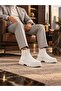 Baytuluk Bt-C7 White Leather White High Sole Chelsea Casual Men's Boots - 7
