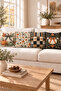 Black Orange Plaid Pumpkin Mushroom 4 Throw Pillow Covers 1 Runner 5 Piece Set - 3
