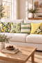 Sage Yellow Lemon Flower Patterned 4 Pillow Covers 1 Runner 5 Piece Set - 3