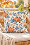 Blue Orange Plaid Pumpkin Patterned 4 Throw Pillow Covers 1 Runner 5 Piece Set - 8