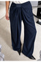 Navy Blue Pleated Draped Premium Trousers - 261061 - 2