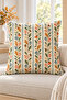 Orange Green Autumn Whisper Written 4 Pillow Covers 1 Runner 5 Piece Set - 6