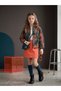 Girl's Floral Patterned Jacket with Ribbon Detail and Zipper Design - 5