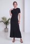 Women's Midi Length Half Sleeve Ribbed Knitted Dress Green, Gray, Black - 5