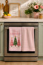 Pink Pines Blush Plaid Pink Green Christmas Trees and Pink Plaid 2-Piece Kitchen Towel Set 35X55