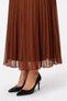 Women's Elastic Waist Lined Long Pleated Chiffon Skirt - Brown - 6