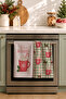 Warm Cocoa Check Pink Hot Chocolate Mug and Sage Plaid Patterned 2-Piece Kitchen Towel Set 35X55 - 2