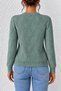 Women's V-Neck Long Sleeve Knitted Patterned Mint Knitwear Sweater - 5