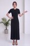 Women's Midi Length Half Sleeve Ribbed Knitted Dress Green, Gray, Black - 3