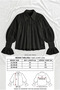 Women's Oversize Casual Collar Detailed Flounce Sleeves Textured White Shirt - 5