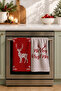 Scarlet Reindeer Christmas Classic 2-Piece Kitchen Towel Set with Red Reindeer and Snowflake Pattern 35X55 - 3