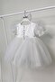 Silvery Satin Off-White Balloon Sleeve Girls' Baby Evening Dress - 2
