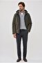Men's Relax Fit Classic Cut Adjustable Hooded Zippered Color Block Pocketed Khaki Puffer Jacket - 2