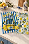 Sunlit Sardines Sardine Lemon and Yellow Blue Striped Mediterranean Kitchen 2-Piece Kitchen Towel Set 35X55 - 4