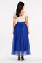 Women's Elastic Waist Lined Long Lace Navy Blue Skirt - Blue - 4