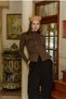 Turquoise Drawstring Buttoned Cardigan Brown - 2