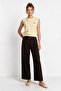 Double Belted Woven Palazzo Trousers Lby0081 Brown - 2