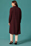 Galaxi Women's Plus Size Textured Fabric Pocketed Buttoned Tunic 4010 Claret Red - 4