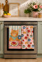 Marmalade Morning Cat Jam Toast and Coffee Patterned Orange Cute 2-Piece Kitchen Towel Set 35X55