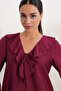 Women's Collar Detailed Blouse 40034 - Claret Red - 5