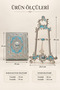 Silver Plated Engraved Quran Storage Box and Decorative Stand Set Blue Small Size - 5