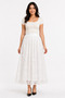 Women's Long Lace Skirt with Elastic Waist and Lining - White