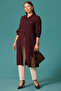 Galaxi Women's Plus Size Textured Fabric Pocketed Buttoned Tunic 4010 Claret Red