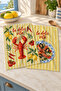 La Dolce Lobster Lobster Seafood Lemon and Tomato Patterned Kitchen Towel Set of 2 35X55