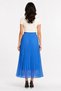 Women's Elastic Waist Lined Long Pleated Chiffon Skirt - Blue - 4