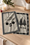 Monochrome Christmas Black and White Christmas Tree and Ornament Patterned Modern 2-Piece Kitchen Towel Set 35X55 - 2