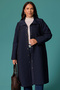 Galaxi Women's Large Size Pocketed Buttoned Long Cap 4001 Navy Blue - 2